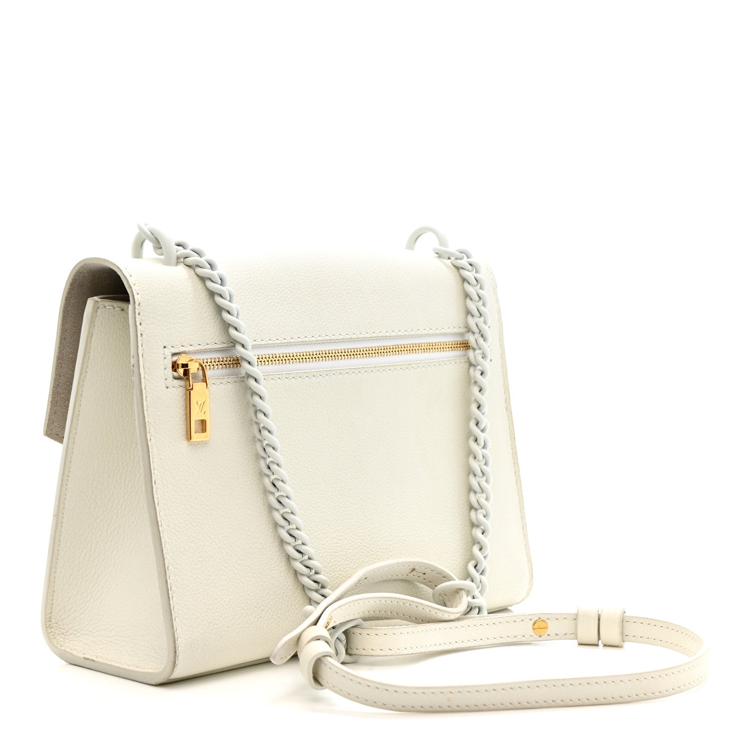 Louis Vuitton Soft Calfskin Mylockme Chain Bag BB White 3 of 16
