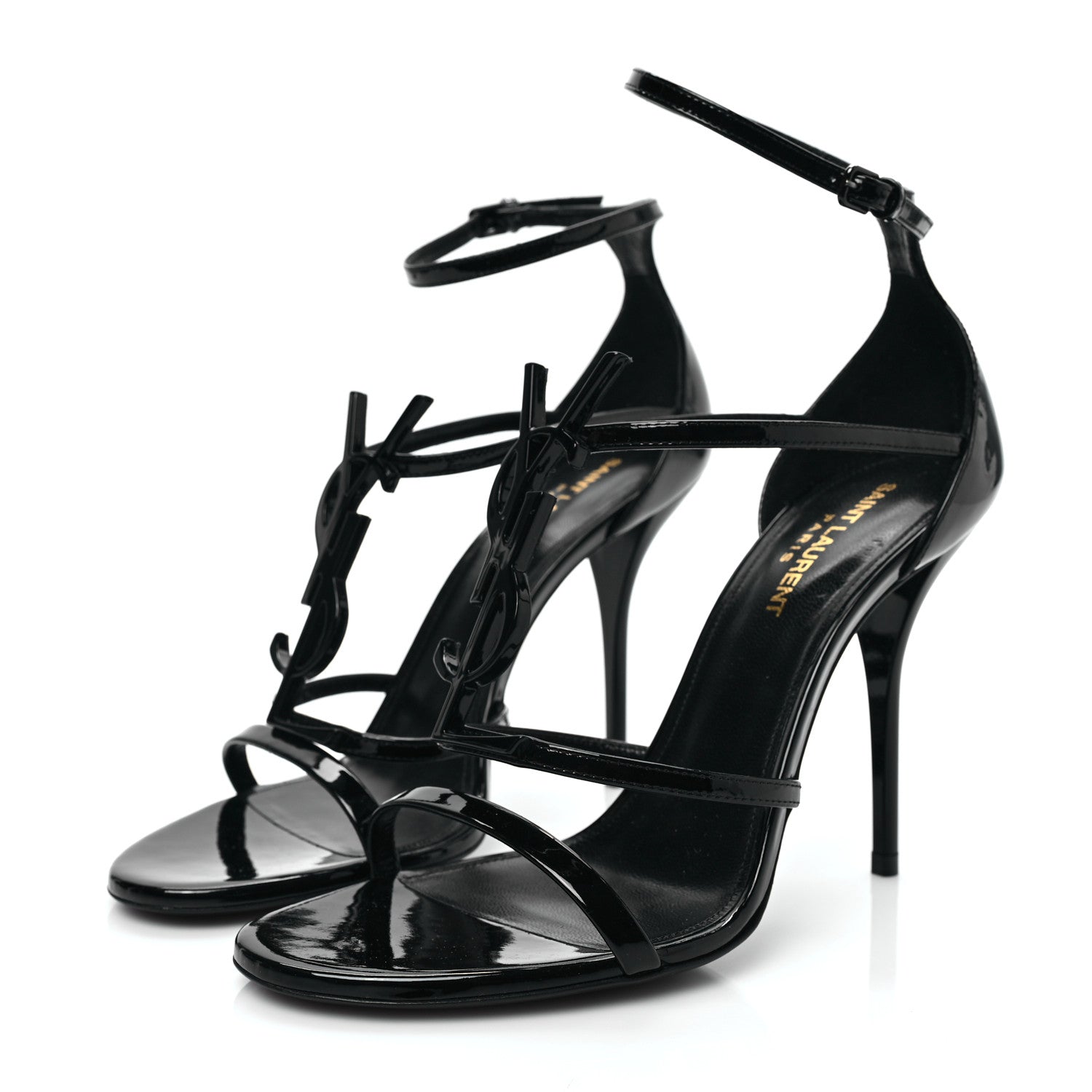 Saint Laurent Patent Cassandra 100 Sandals 38 Black 3 of 8