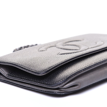 Chanel Metallic Caviar Timeless CC Wallet On Chain WOC Dark Silver 6 of 11