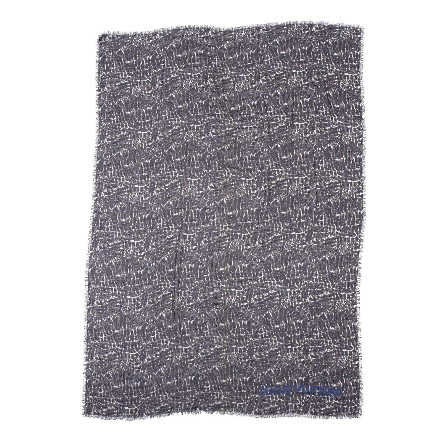 Louis Vuitton Cashmere Silk Leopard Scarf Grey 1 of 3