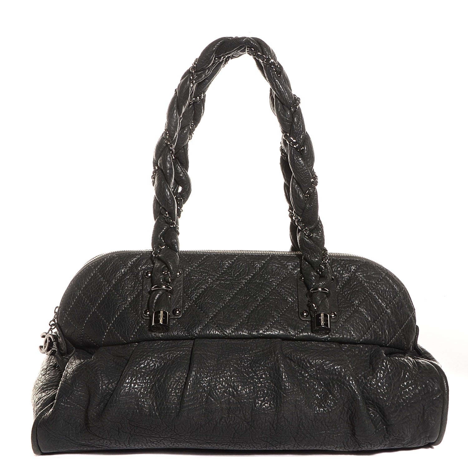 Chanel Distressed Lambskin Lady Braid Large Satchel Dark Grey 1 of 7