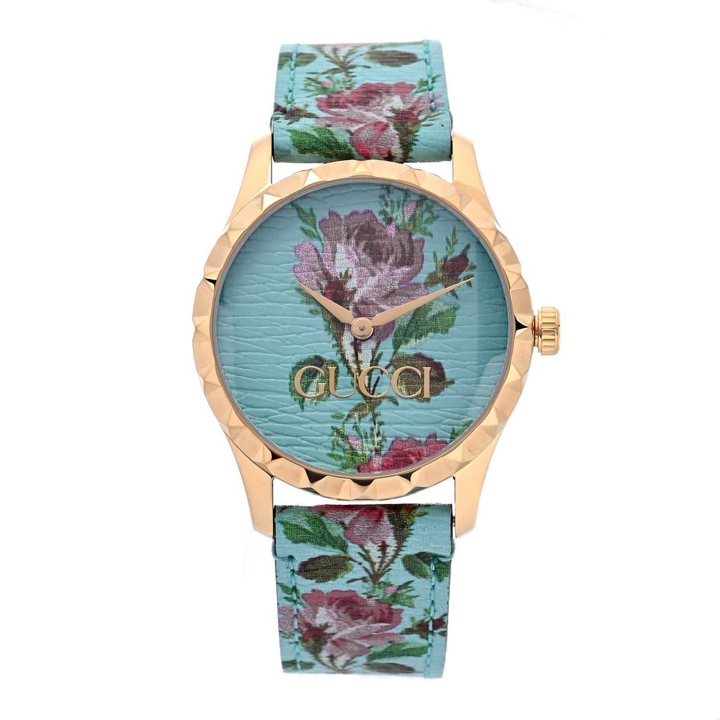 Stainless Steel Calfskin 38mm G-Timeless Floral Quartz Watch Blue