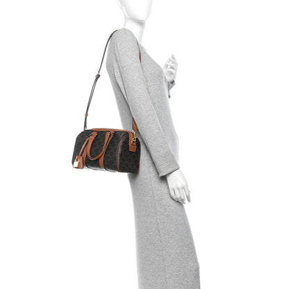 Celine Triomphe Canvas Calfskin Medium Boston Bag Tan 2 of 10