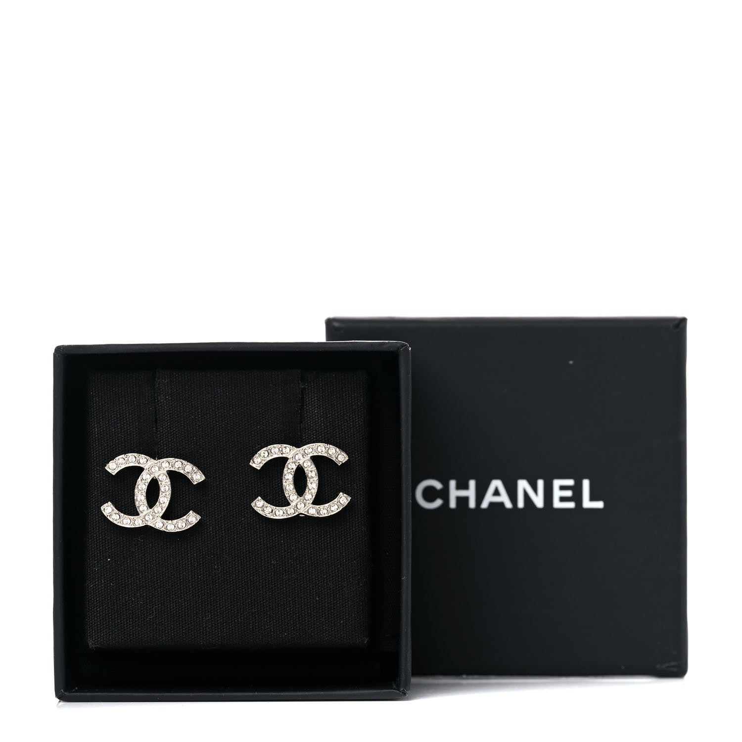 Chanel Crystal CC Earrings Silver 5 of 5