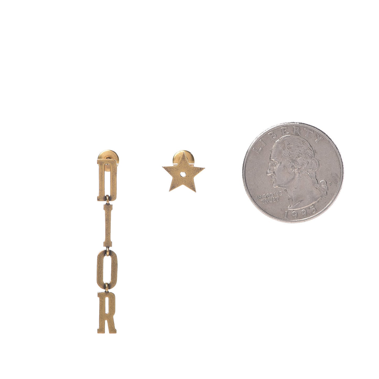Metal Logo Star Dior Earrings Gold