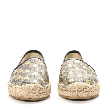 Gucci GG Supreme Monogram Bees Espadrille Flats 39 Beige Ebony Oro Black 3 of 8