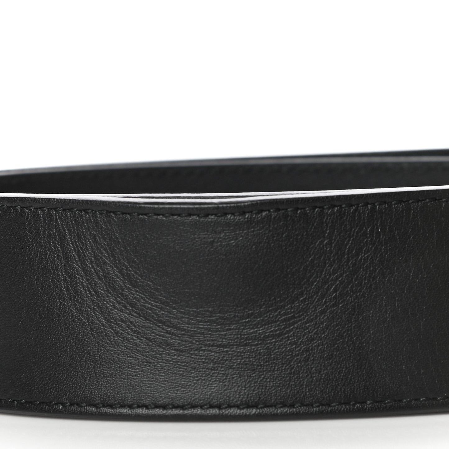 Moon Calfskin Pearl Double G 40mm Belt 80 32 Black Cream