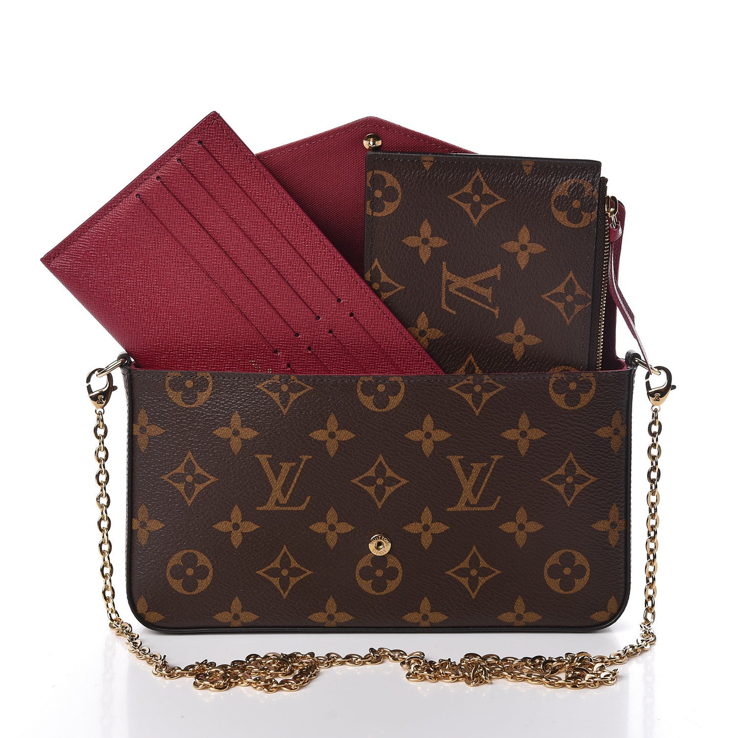 Monogram Pochette Felicie Chain Wallet Fuchsia
