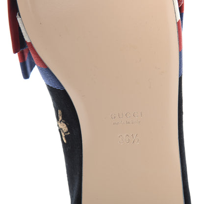 Gucci Velvet Bee Star Embroidered Sylvie Bow Loafers 36.5 Black 7 of 9