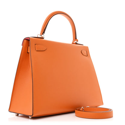 Hermes Epsom Chevre Mysore Kellygraphie Lettre R Kelly Sellier 28 Abricot Brique Feu 3 of 15