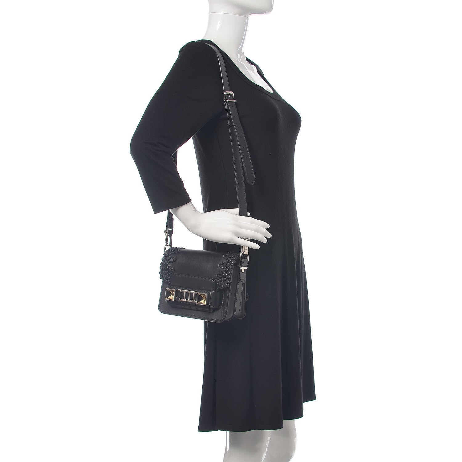 Proenza Schouler Smooth Calfskin Crochet Tiny PS11 Classic Shoulder Bag Black 2 of 12