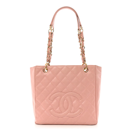 Caviar Quilted Petit Shopping Tote PST Pink