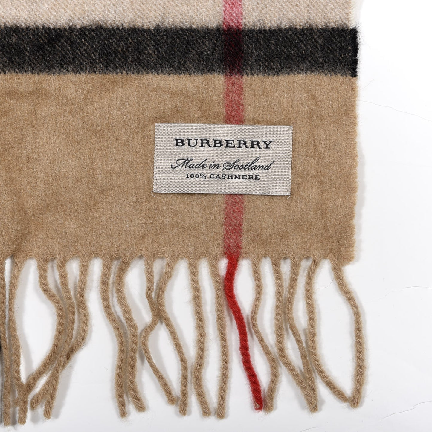 Cashmere Classic Check Fringe Scarf Camel