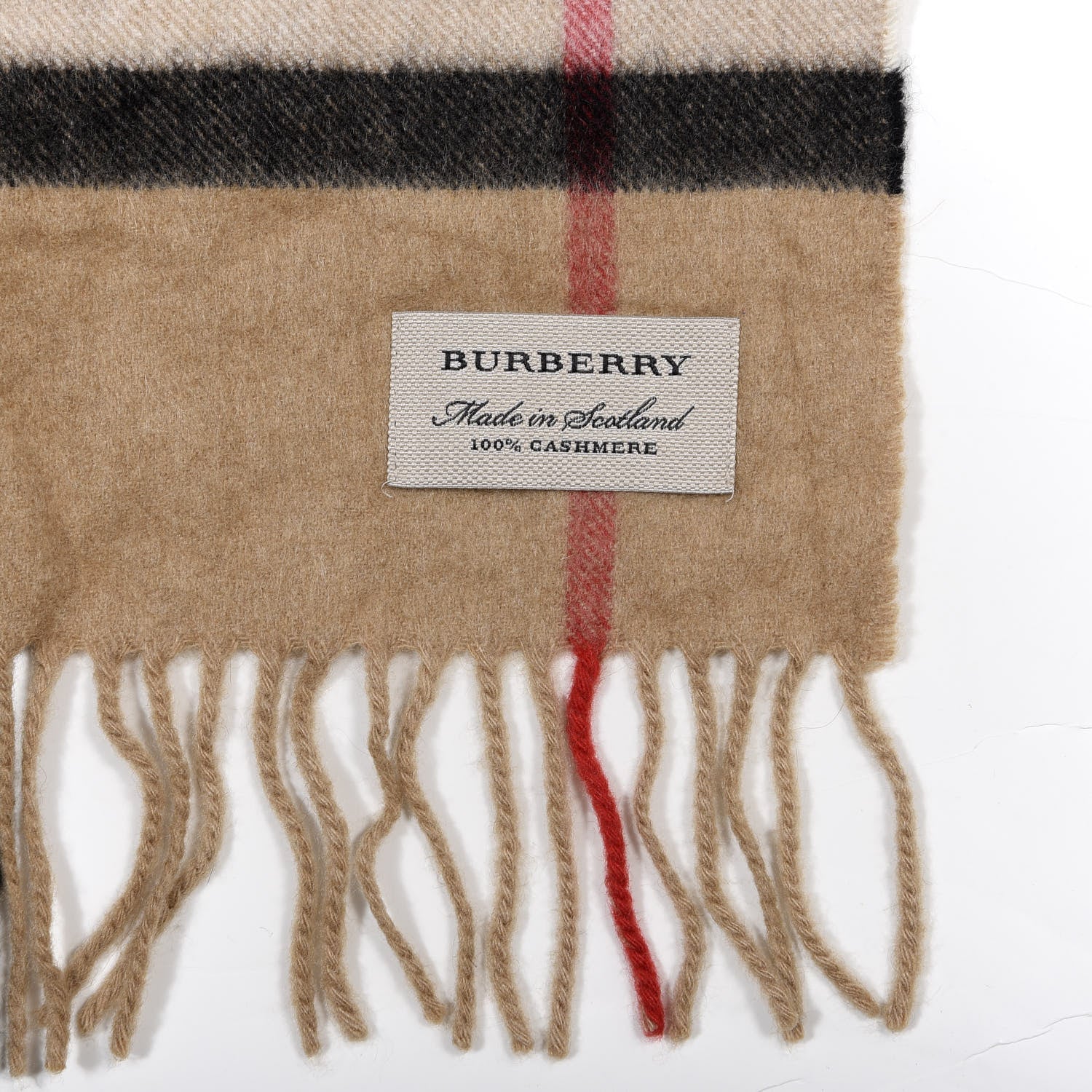 Burberry Cashmere Classic Check Fringe Scarf Camel 3 of 3
