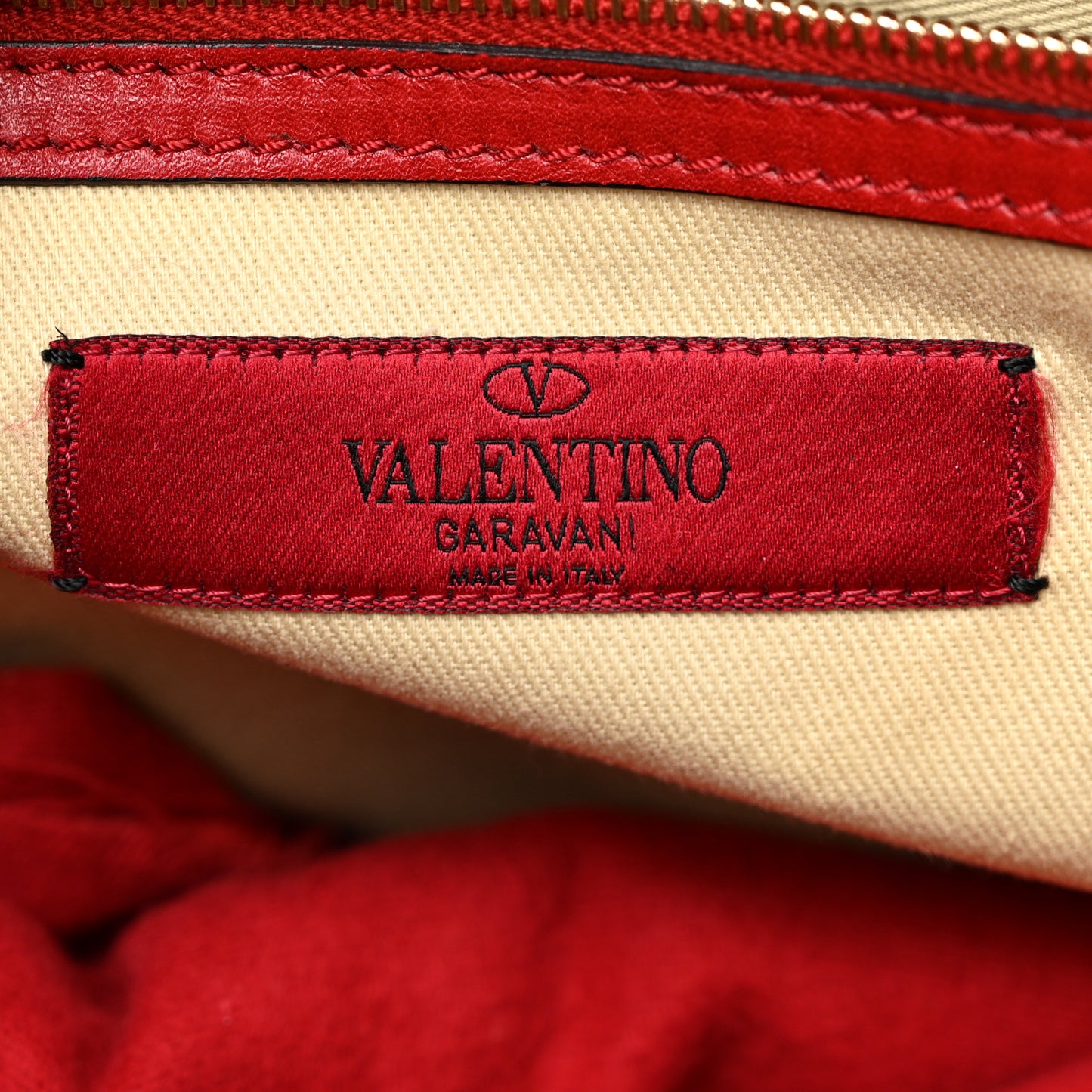 Vitello Rockstud Double Handle Tote Red