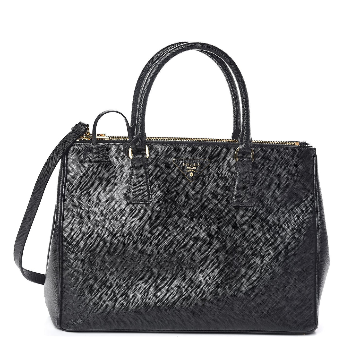 Saffiano Medium Galleria Double Zip Tote Black