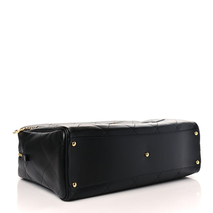 Chanel Calfskin Stitched Maxi Logo Bowling Bag Black 4 of 9