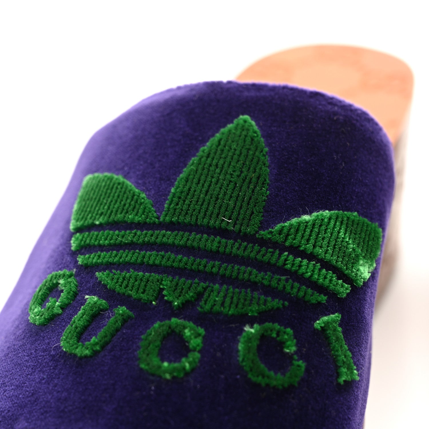 Gucci X ADIDAS Soft Velvet Malaga Kid Womens Platform Sandals 39.5  Iris Extreme 11 of 14