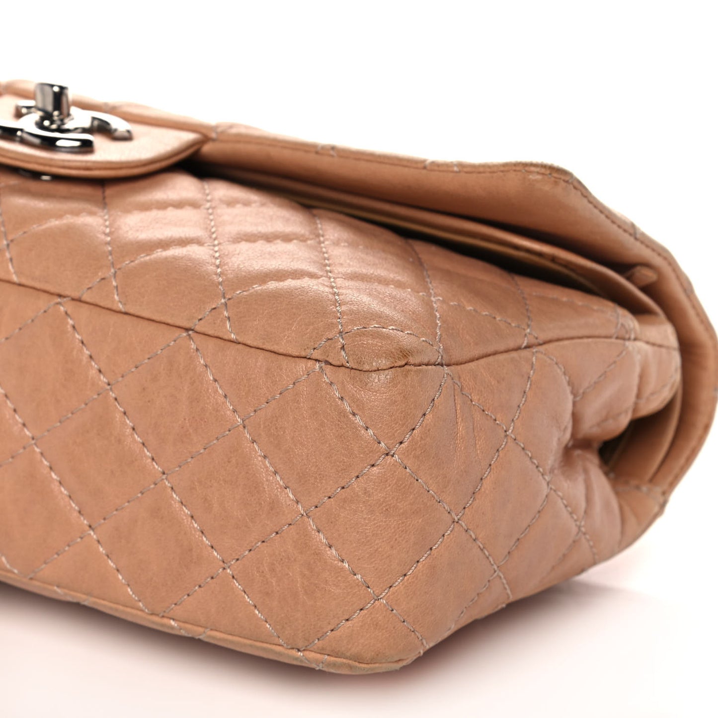 Lambskin Quilted Medium Bijoux Chain Double Flap Beige