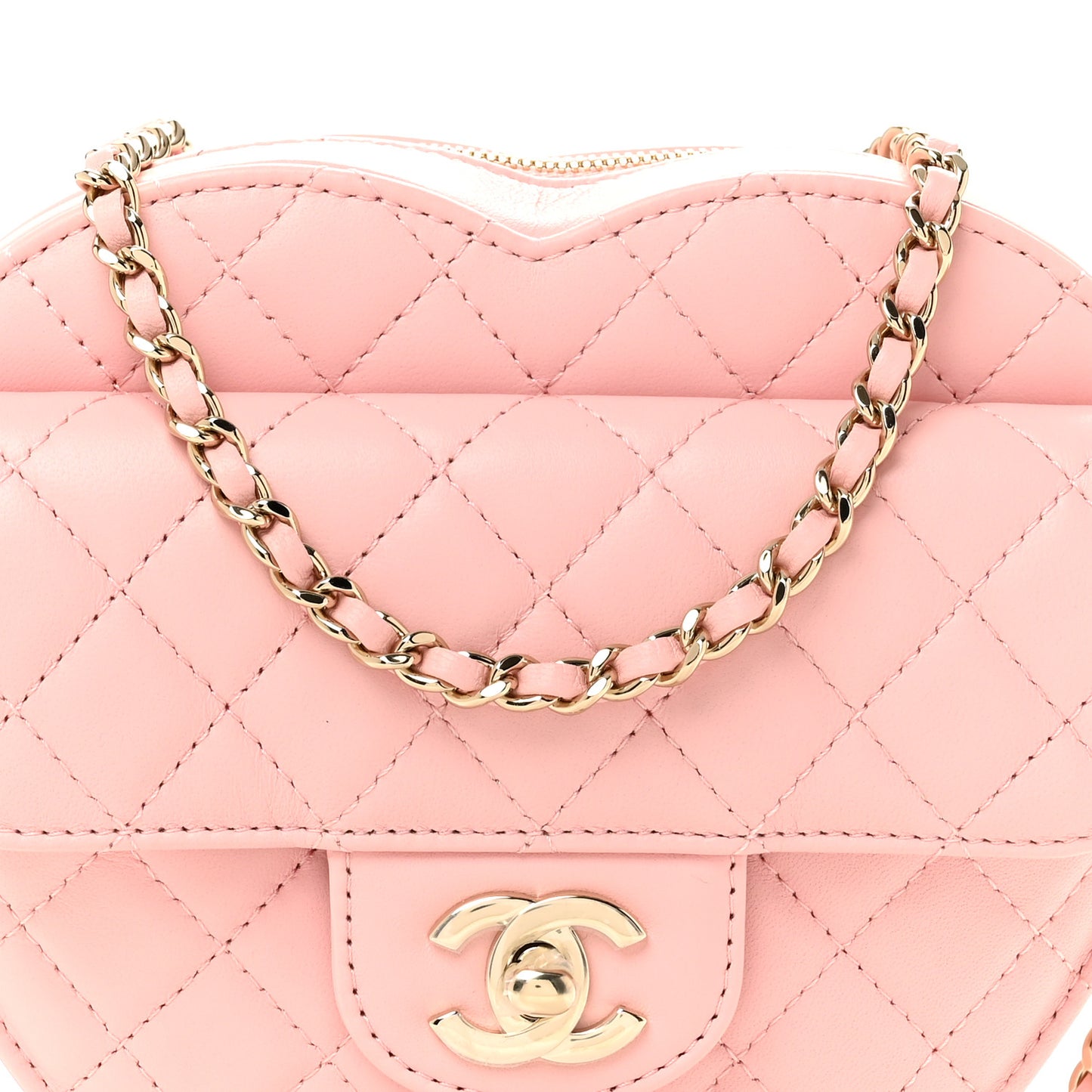Lambskin Quilted Large CC In Love Heart Bag Light Pink