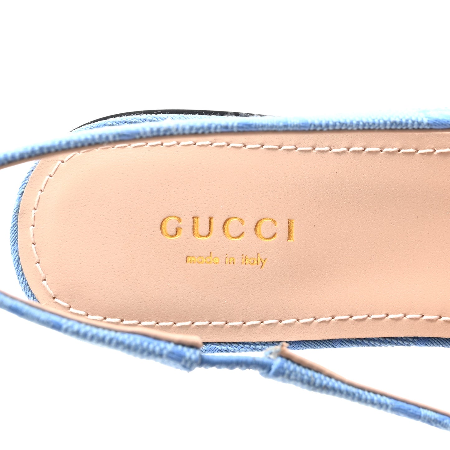 Canvas GG Monogram Horsebit Womens Slingback Ballet Flat 38 Light Blue