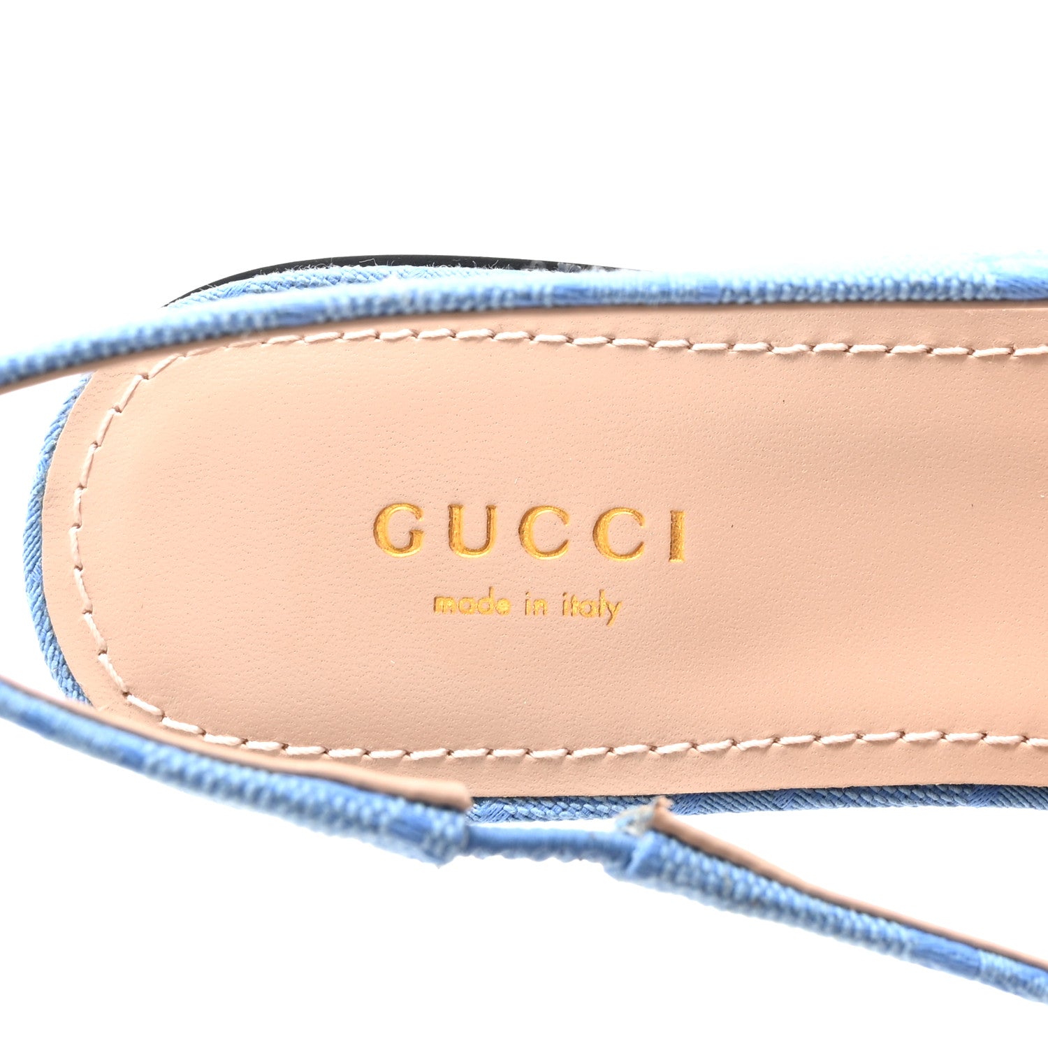 Gucci Canvas GG Monogram Horsebit Womens Slingback Ballet Flat 38 Light Blue 8 of 10