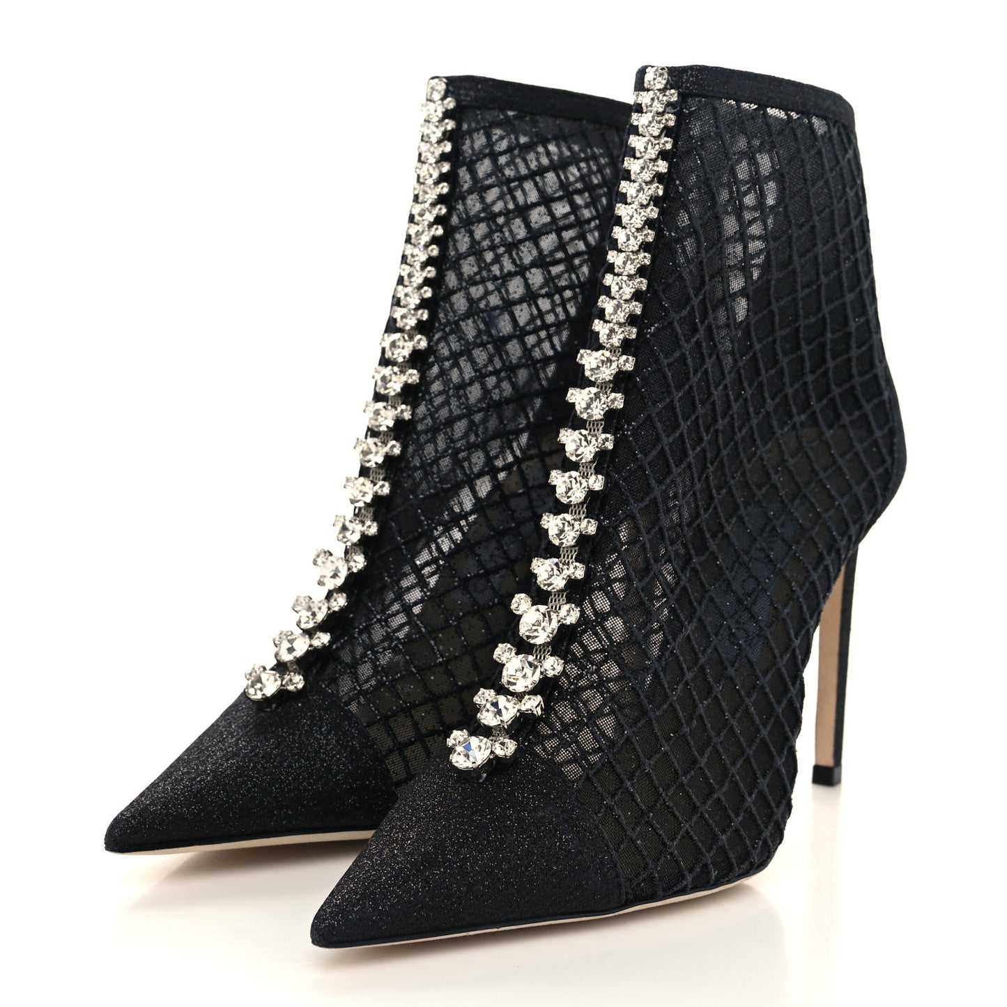 Glitter Checker Board Mesh Crystal Embellished Bing 100 Boots 37.5 Black