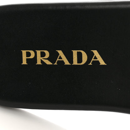 Prada Nappa Metal Triangle Logo Flat Slide Sandals 37 Black 7 of 8