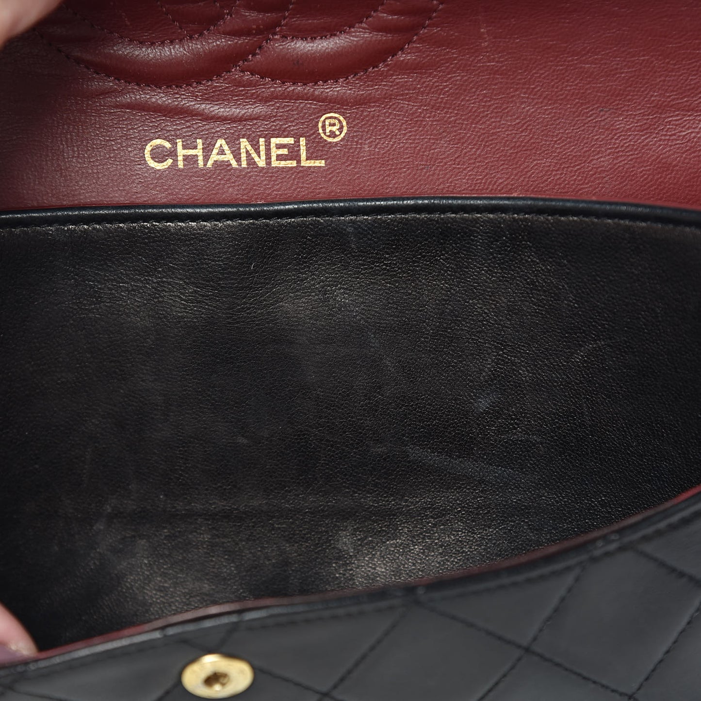 Lambskin Quilted Medium Double Flap Black
