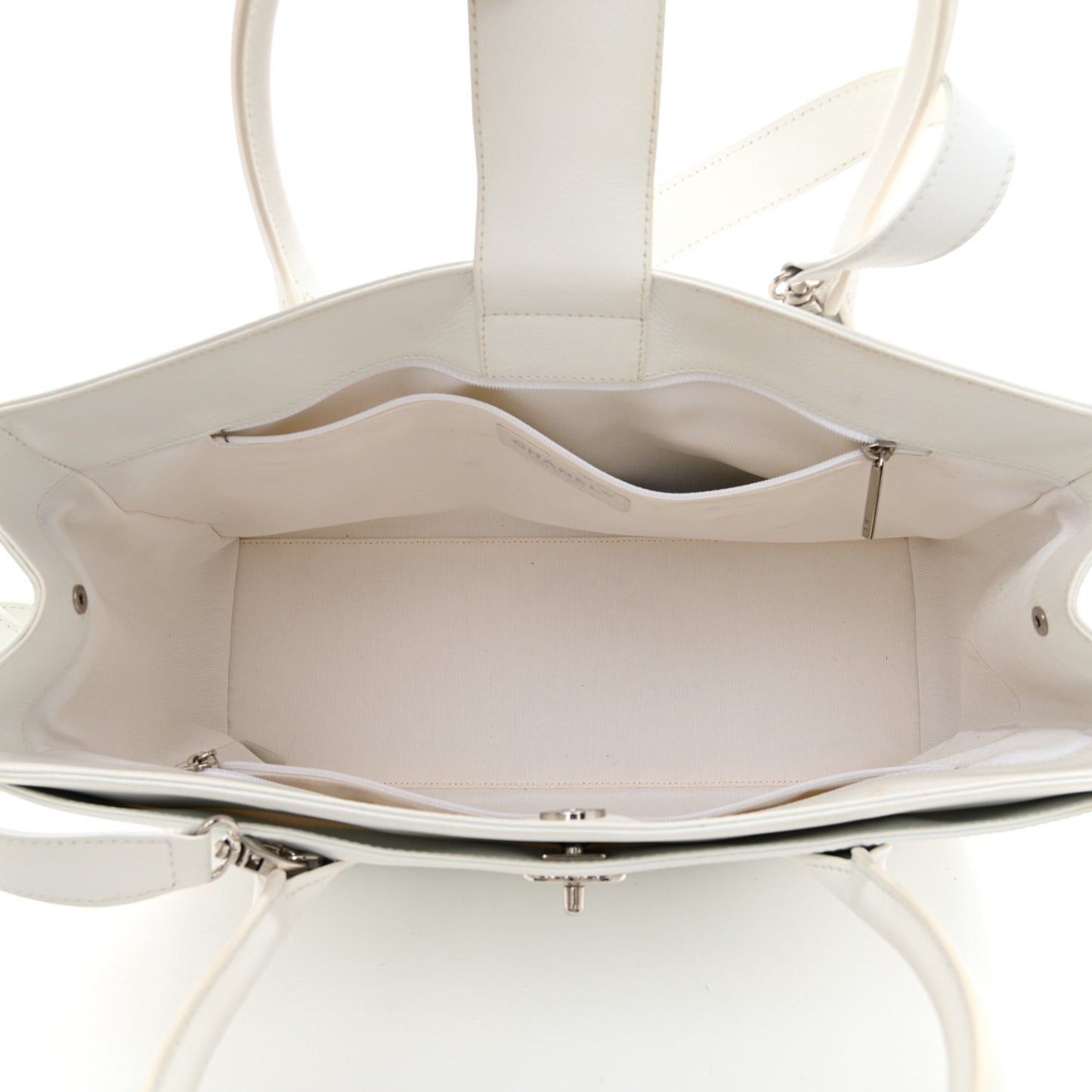 Calfskin Cerf Executive Shopper Tote White