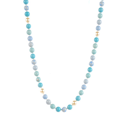 Chanel Pearl CC Beaded Long Necklace Blue 1 of 5