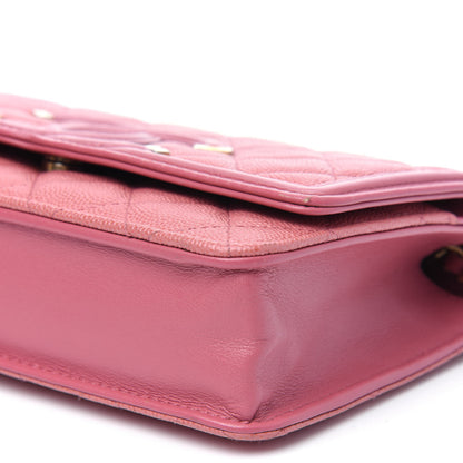 Chanel Caviar Quilted CC Filigree Wallet On Chain WOC Pink 11 of 18