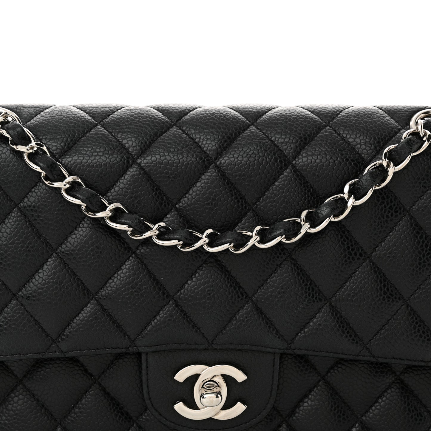 Caviar Quilted Medium Double Flap Black