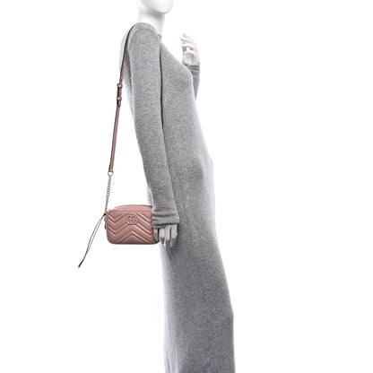 Gucci Calfskin Matelasse Monochrome Mini GG Marmont Chain Shoulder Bag Perfect Pink 2 of 10