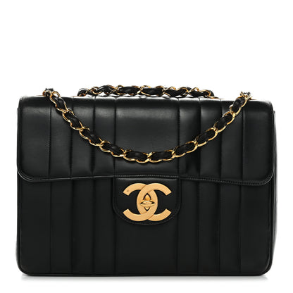 Chanel Lambskin Vertical Quilt Jumbo Single Flap Black 1 of 12