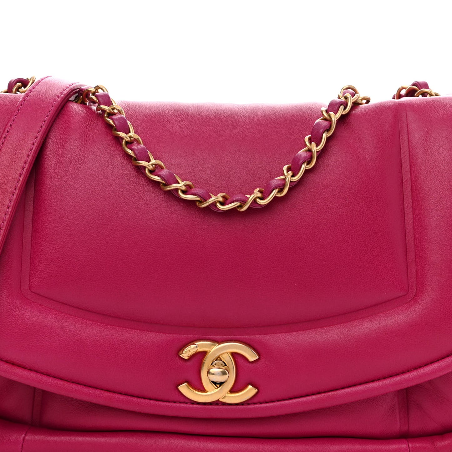 Lambskin Medium Simply Flap Pink