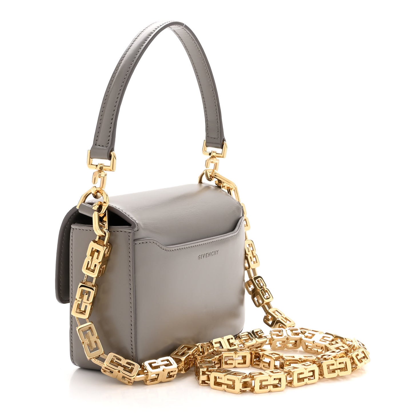 Box Calfskin Small 4G Cube Chain Shoulder Bag Stone Grey