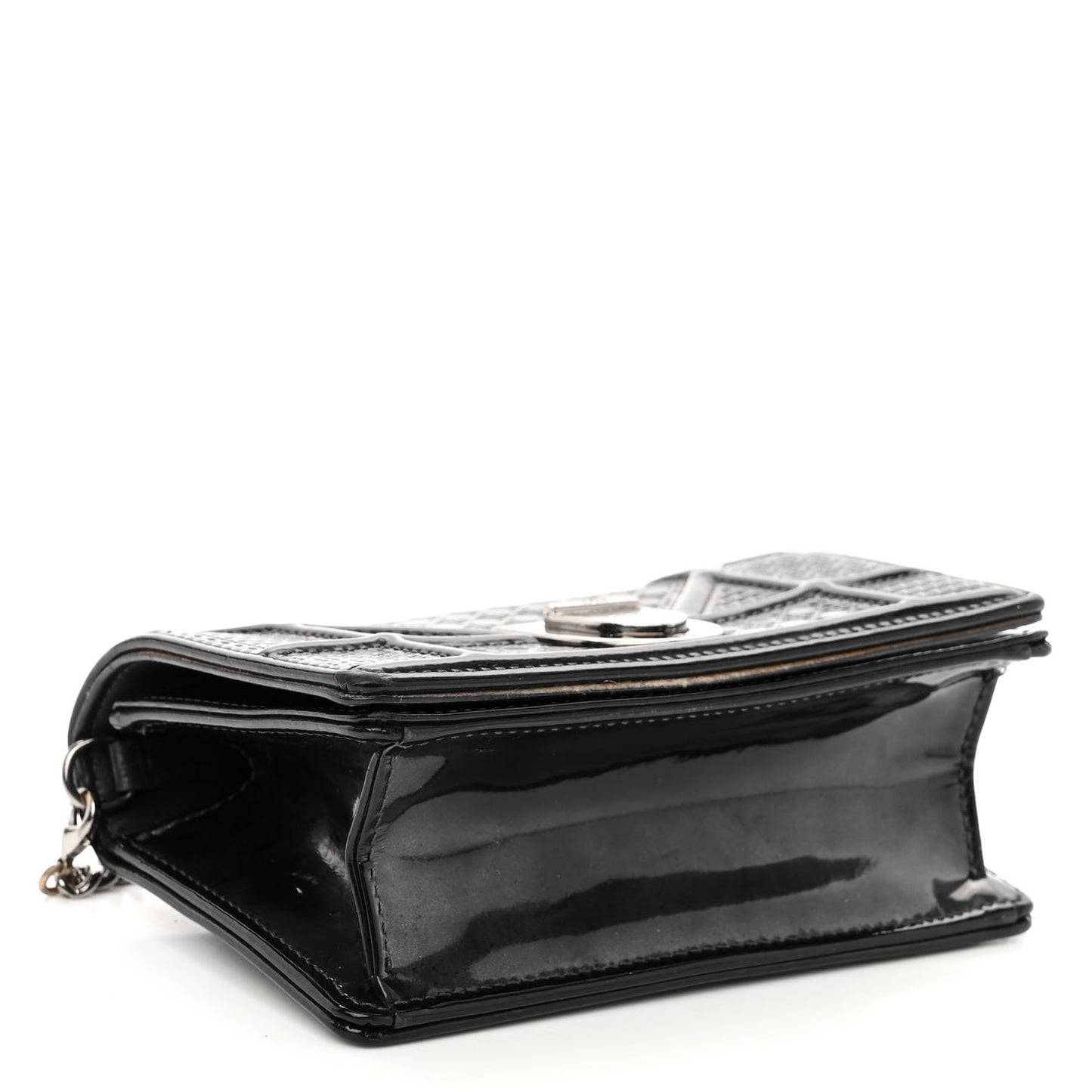 Patent Micro-Cannage Baby Diorama Flap Bag Black