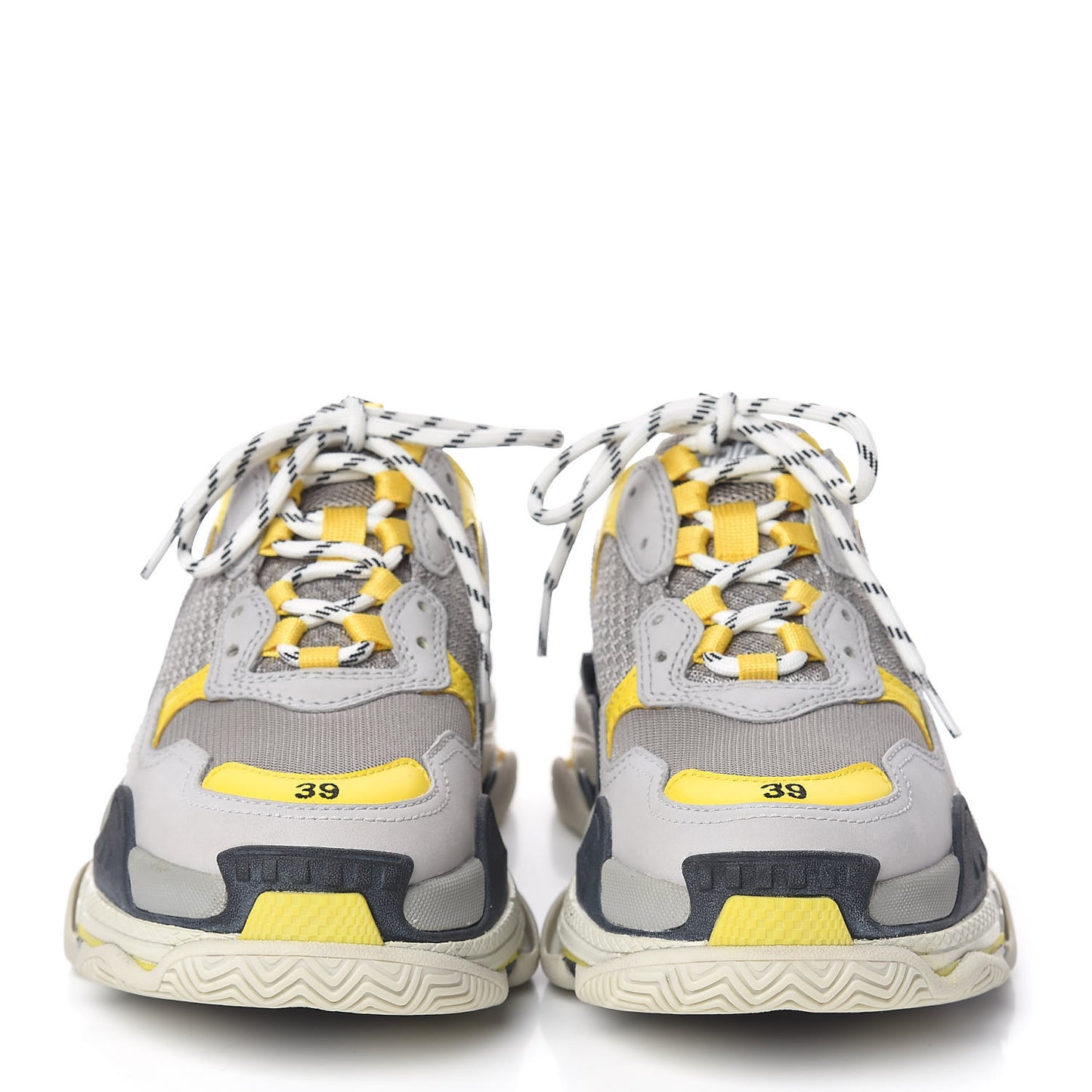 Fabric Mesh Womens Triple S Sneakers 39 Yellow Grey White