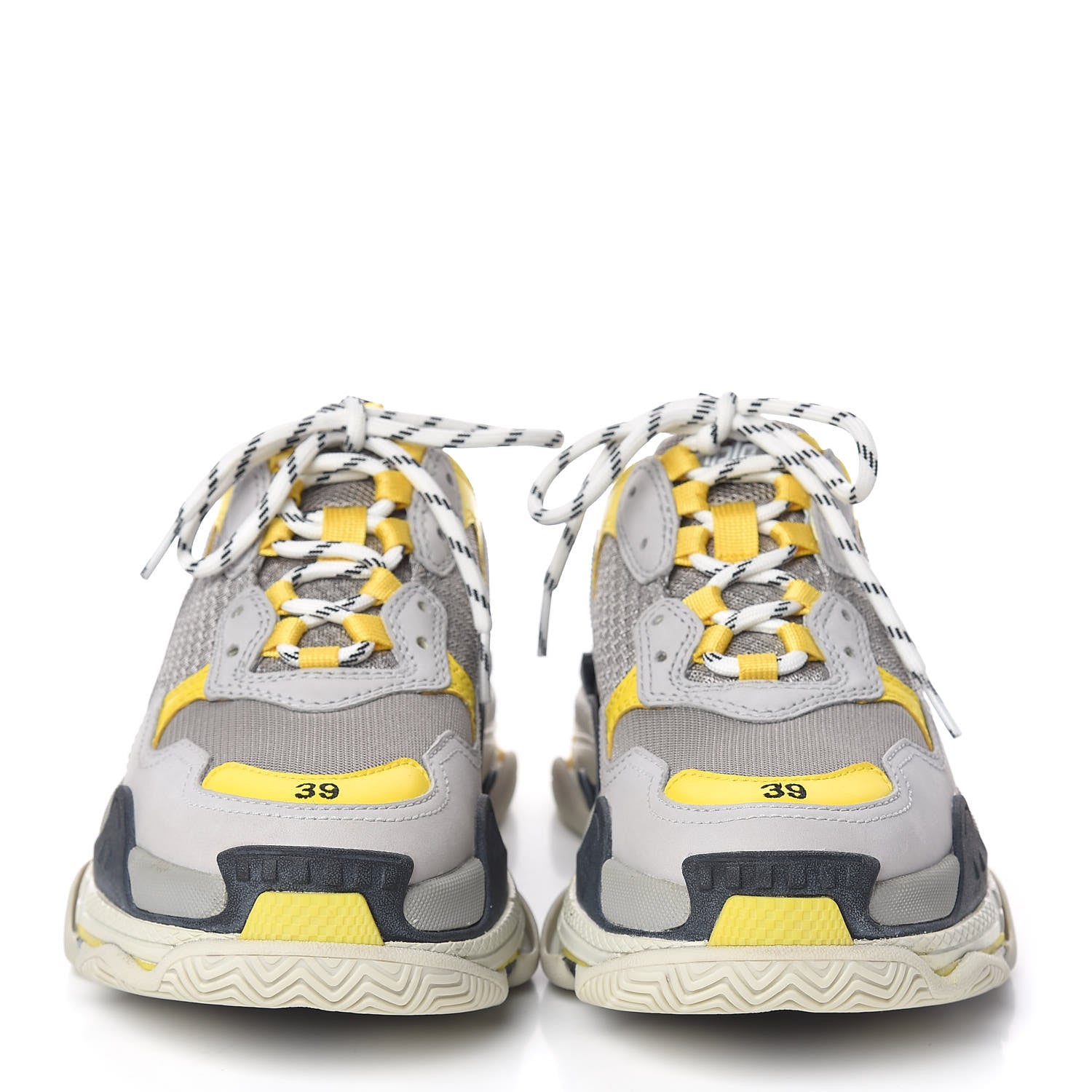 Balenciaga Fabric Mesh Womens Triple S Sneakers 39 Yellow Grey White 2 of 9