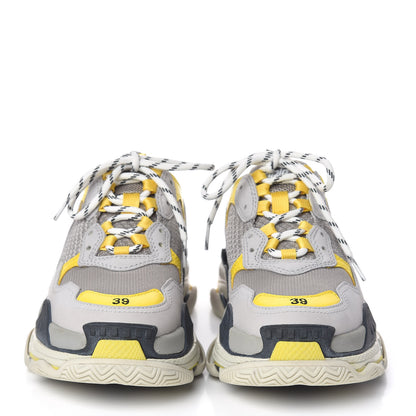 Balenciaga Fabric Mesh Womens Triple S Sneakers 39 Yellow Grey White 2 of 9