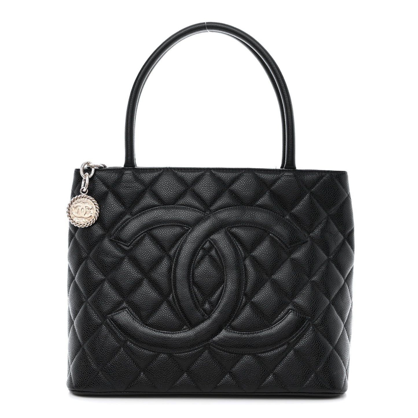 Caviar Quilted Medallion Tote Black
