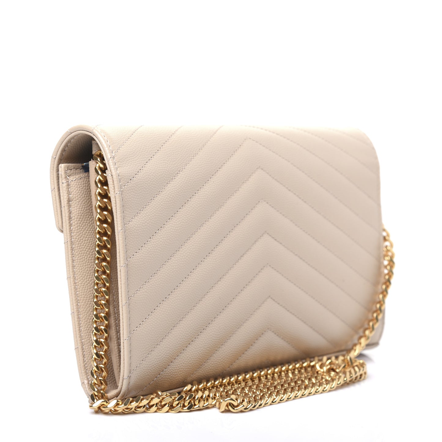 Grain De Poudre Matelasse Chevron Monogram Chain Wallet Nude Powder
