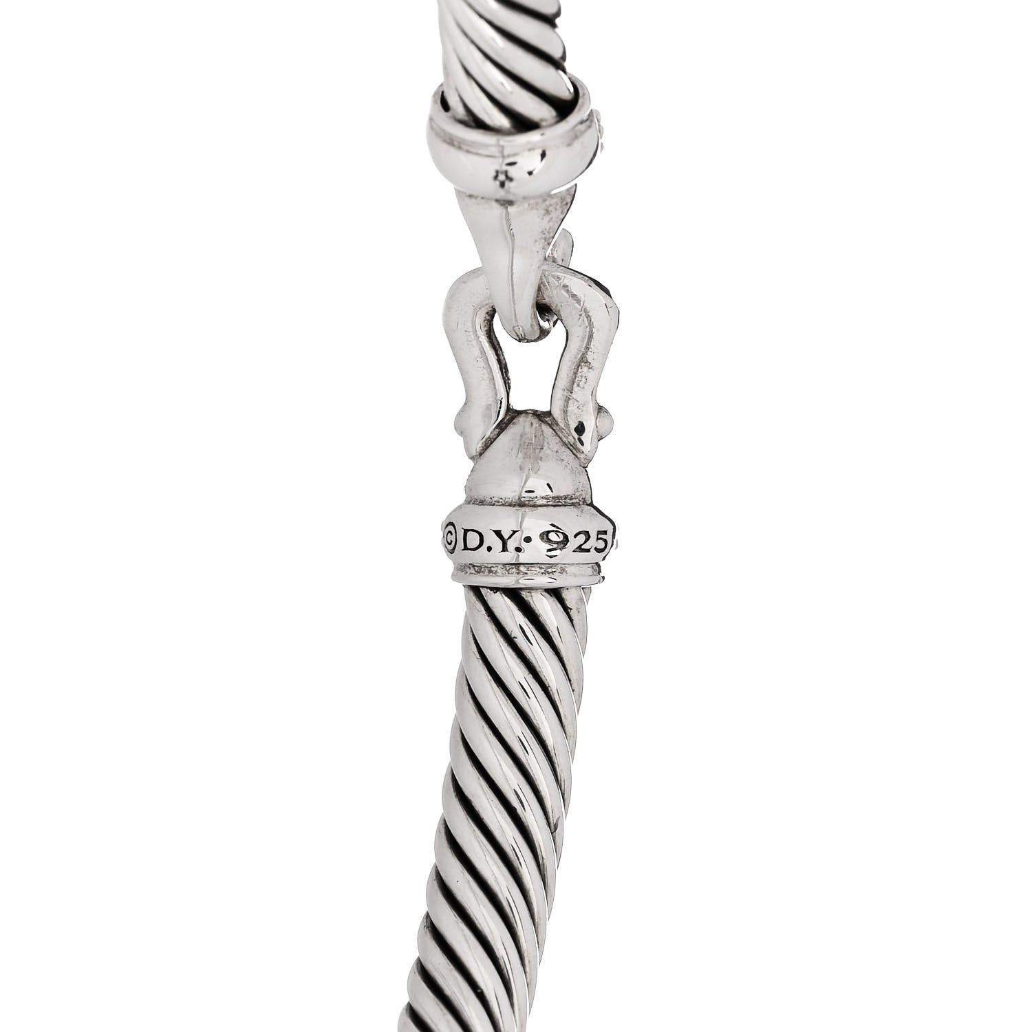 David Yurman Sterling Silver Diamond 5mm Cable Buckle Bracelet 3 of 3