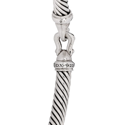 David Yurman Sterling Silver Diamond 5mm Cable Buckle Bracelet 3 of 3
