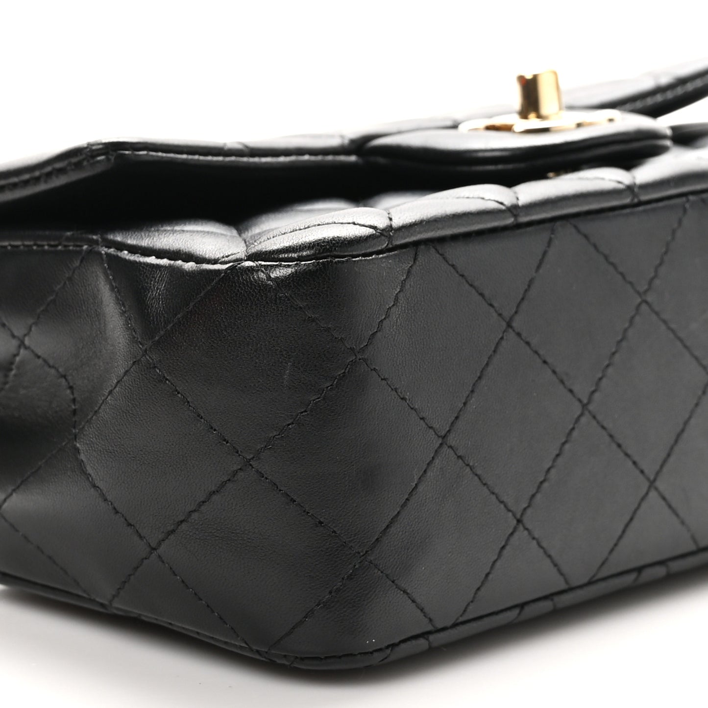 Lambskin Quilted Mini Rectangular Flap Black