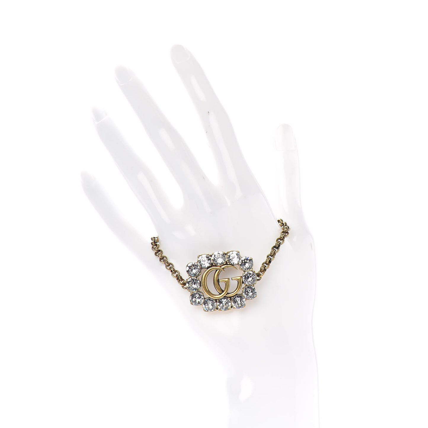 Metal Crystal Double G Bracelet Aged Gold