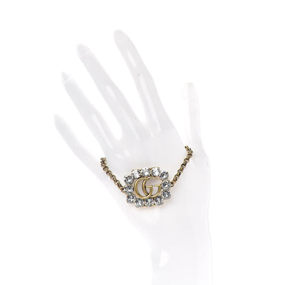 Gucci Metal Crystal Double G Bracelet Aged Gold 2 of 4
