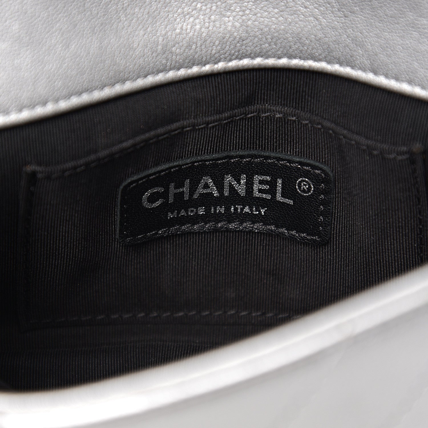 Chanel Metallic Lambskin Chevron Quilted Studded Mini Flap Silver 5 of 10