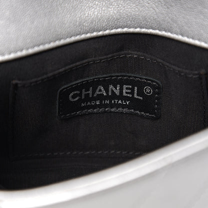 Chanel Metallic Lambskin Chevron Quilted Studded Mini Flap Silver 5 of 10